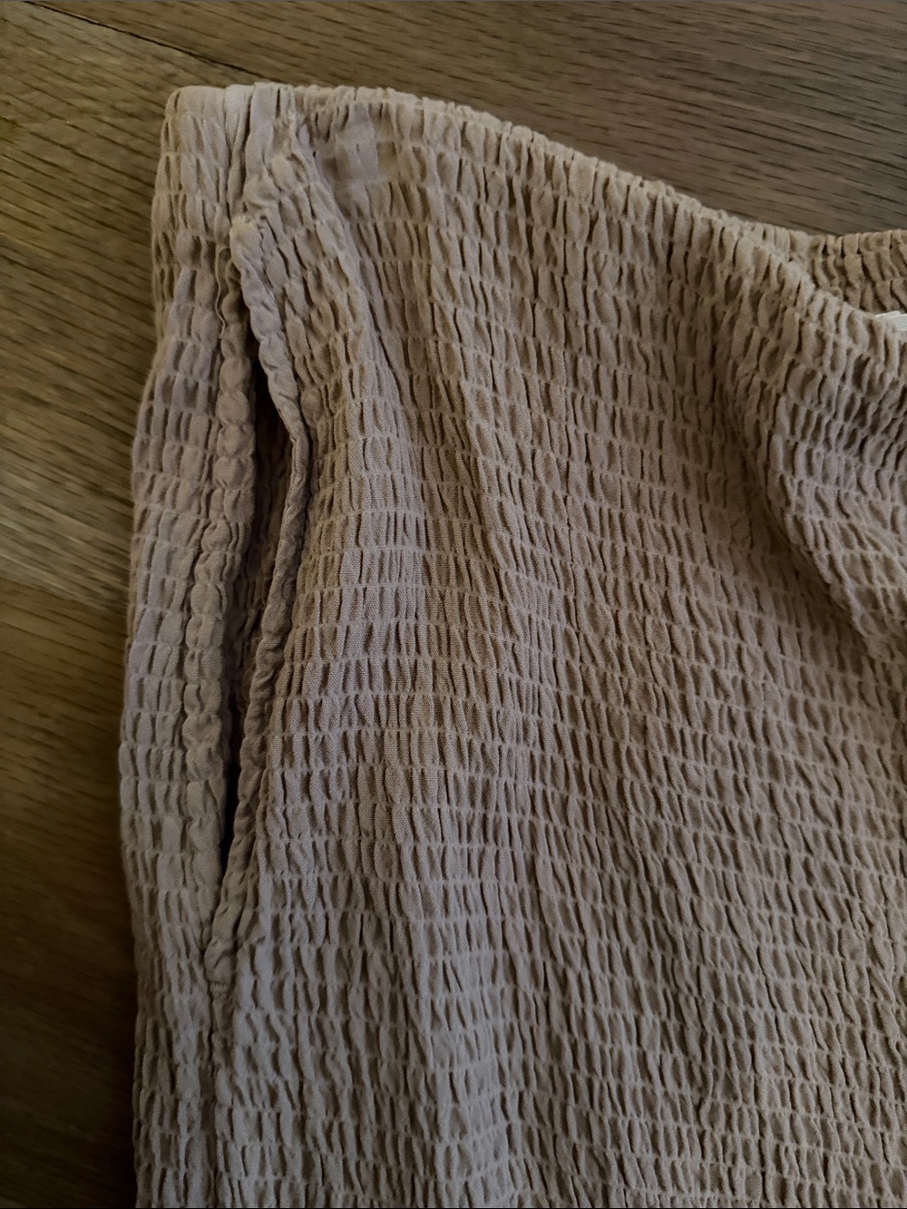 Textured Wide-Leg Pull-On Pants - Light Beige - Picture 2 of 3